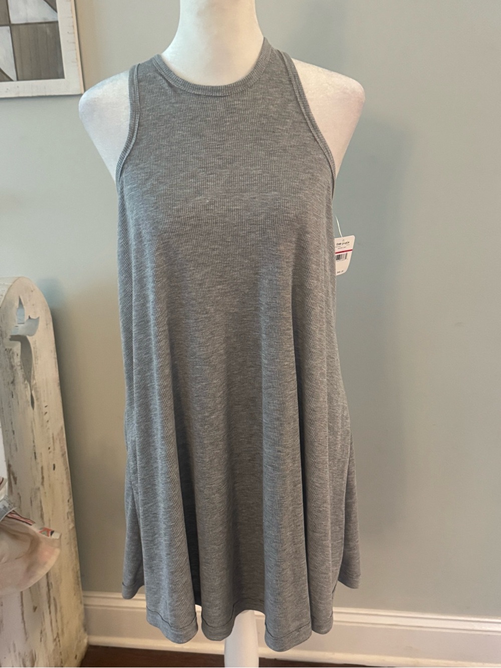 Free People Heather Gray Ribbed Swing dress